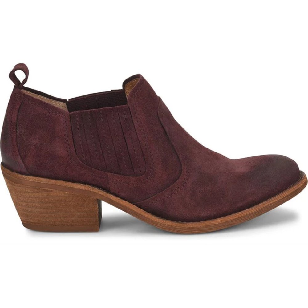 Sofft Burgundy Suede Adien Leather Ankle Booties